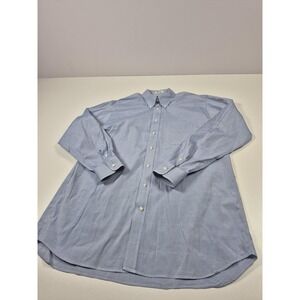Gitman Bros Dress Shirt Mens 17 36/37 Blue Pinpoint Oxford Button Down Made USA